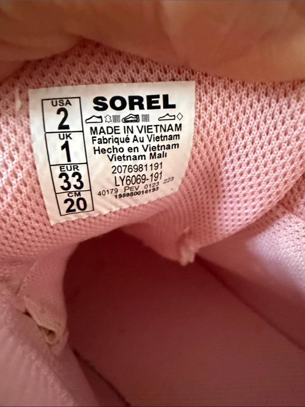 Sorel Kids Pink and Cream Waterproof Ankle Boots